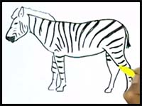 200x149 How To Draw Cartoon Zebras Realistic Zebras Drawing Tutorials - Zebra Drawing For Kid