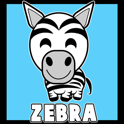 400x400 How To Draw A Cartoon Zebra With Easy Steps Lesson For Kids - Zebra Drawing For Kid