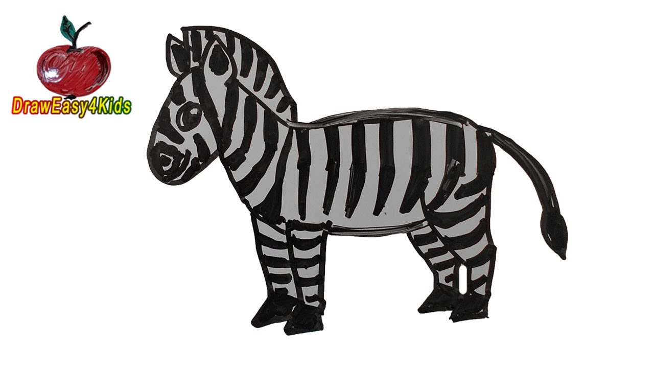 1280x720 Best Rabbit Drawing For Kid Collection - Zebra Drawing For Kid