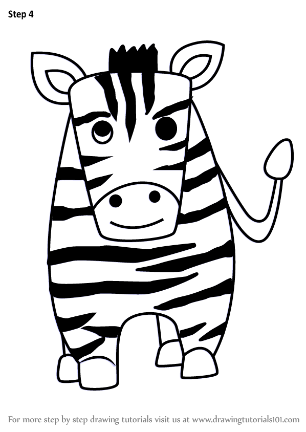 598x844 Learn How To Draw A Zebra For Kids - Zebra Drawing For Kid