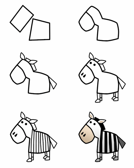 450x564 Drawing A Cartoon Zebra - Zebra Drawing For Kid