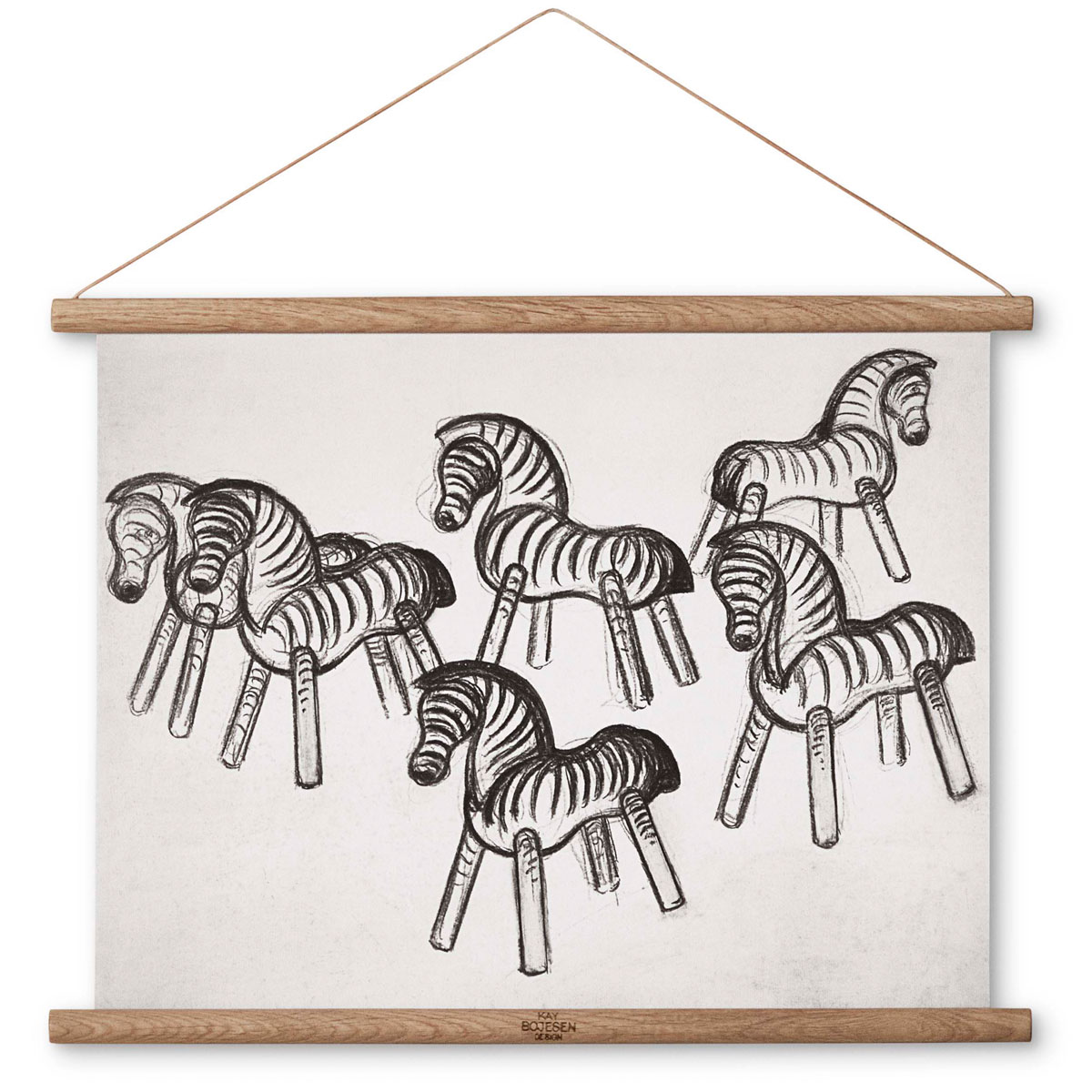 1200x1200 Kay Bojesen Zebras Line Drawing W Wooden Frame Panik Design - Zebra Line Drawing