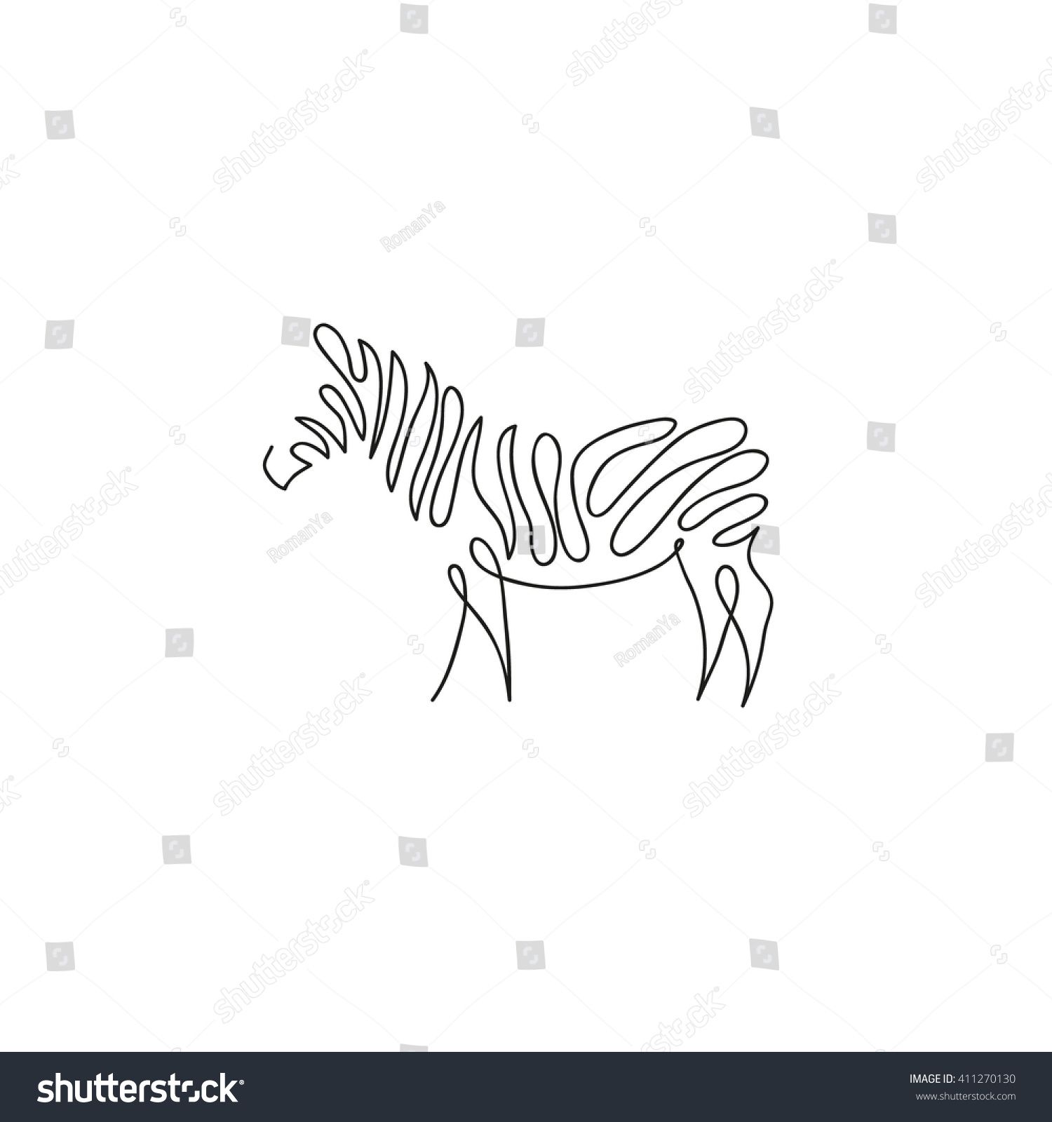 1500x1600 One Line Zebra Design Silhouette Hand Drawn Minimalism Style - Zebra Line Drawing