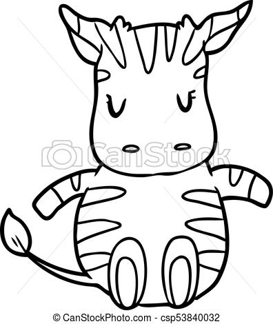 396x470 Cute Line Drawing Of A Zebra - Zebra Line Drawing
