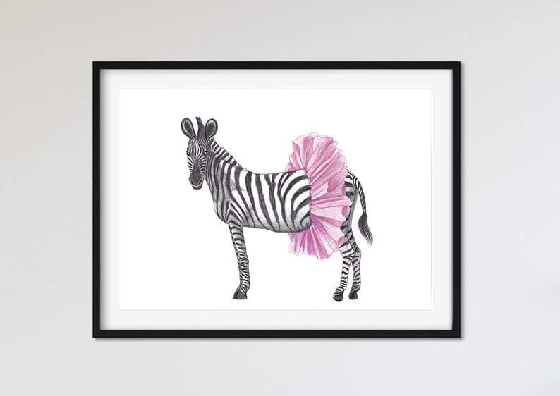 794x562 Pencil Drawing Zebra Print Zebra Wall Art Poster Nursery Etsy - Zebra Print Drawing