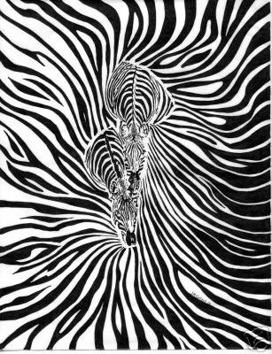 307x400 unique item one of a kind zebra print drawing - Zebra Print Drawing