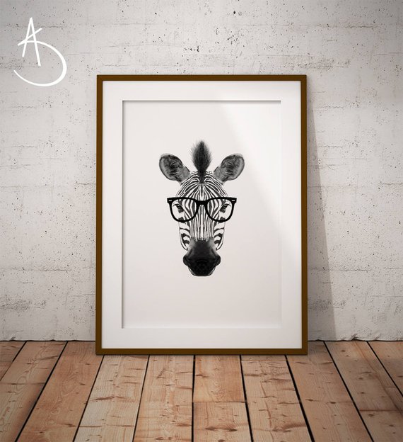 570x624 Zebra Hipster Zebra Drawing Download Zebra Wall Decor Etsy - Zebra Print Drawing