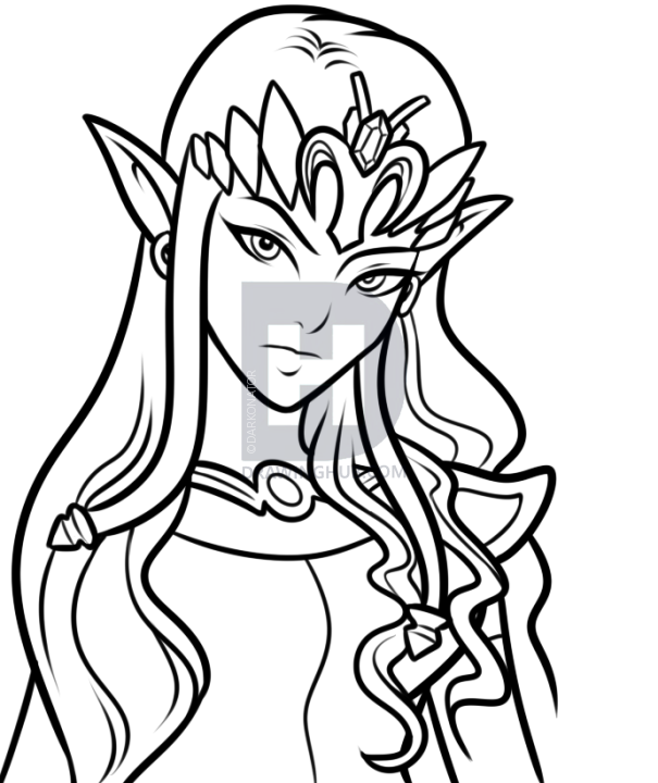605x720 drawing princess zelda easy, step - Zelda Drawing