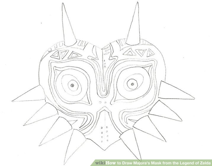 716x559 how to draw majora's mask from the legend of zelda steps - Zelda Drawing