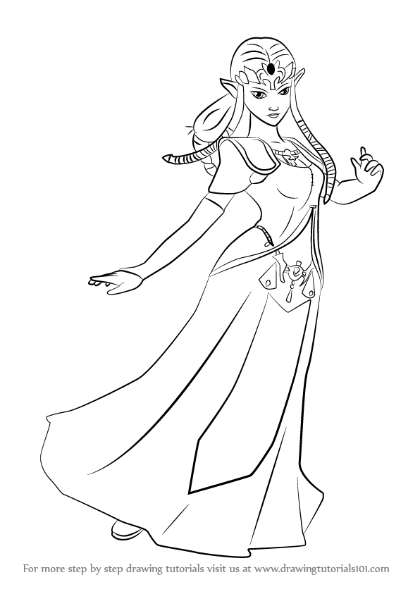 596x843 learn how to draw zelda from super smash bros - Zelda Drawing