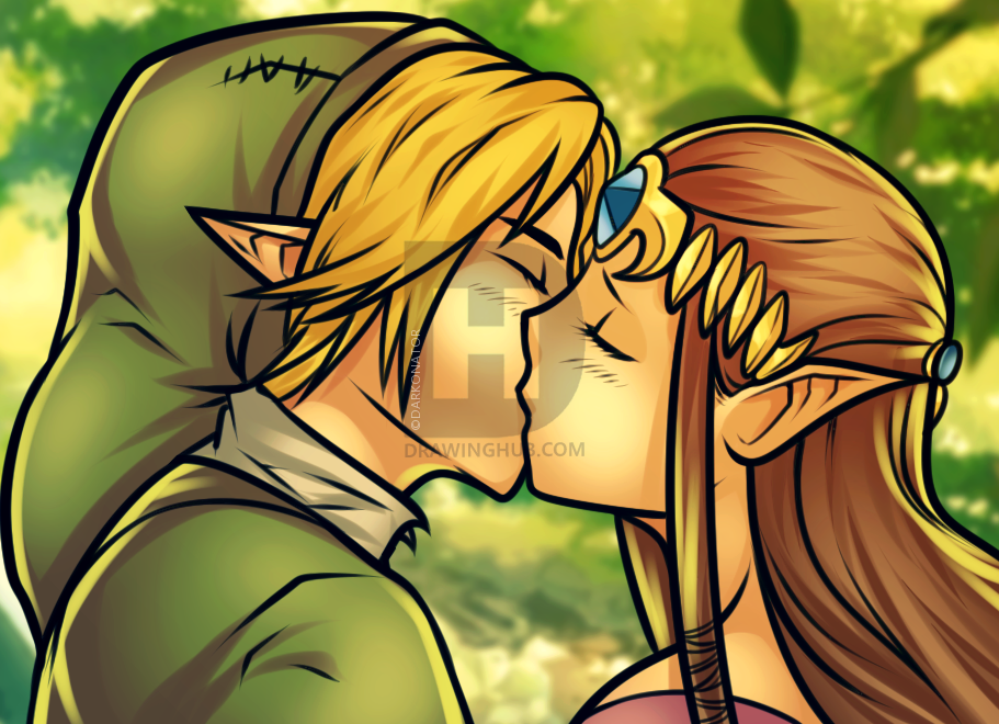 911x660 How To Draw Link And Zelda Kissing, Step - Zelda Link Drawing