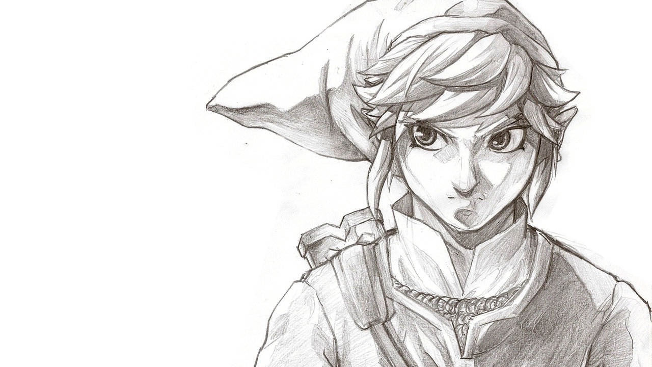 1280x720 Link Drawing - Zelda Link Drawing