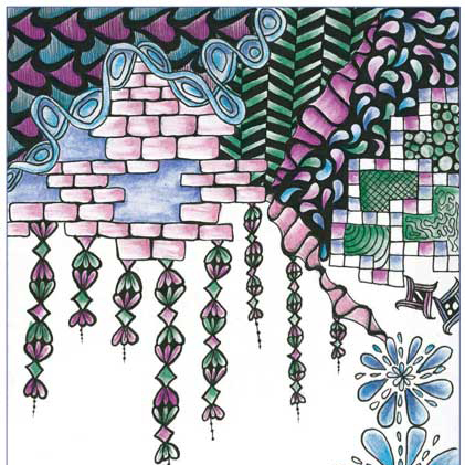 421x421 how to blend oil pastels or markers in a zen doodle drawing - Zen Doodle Drawing