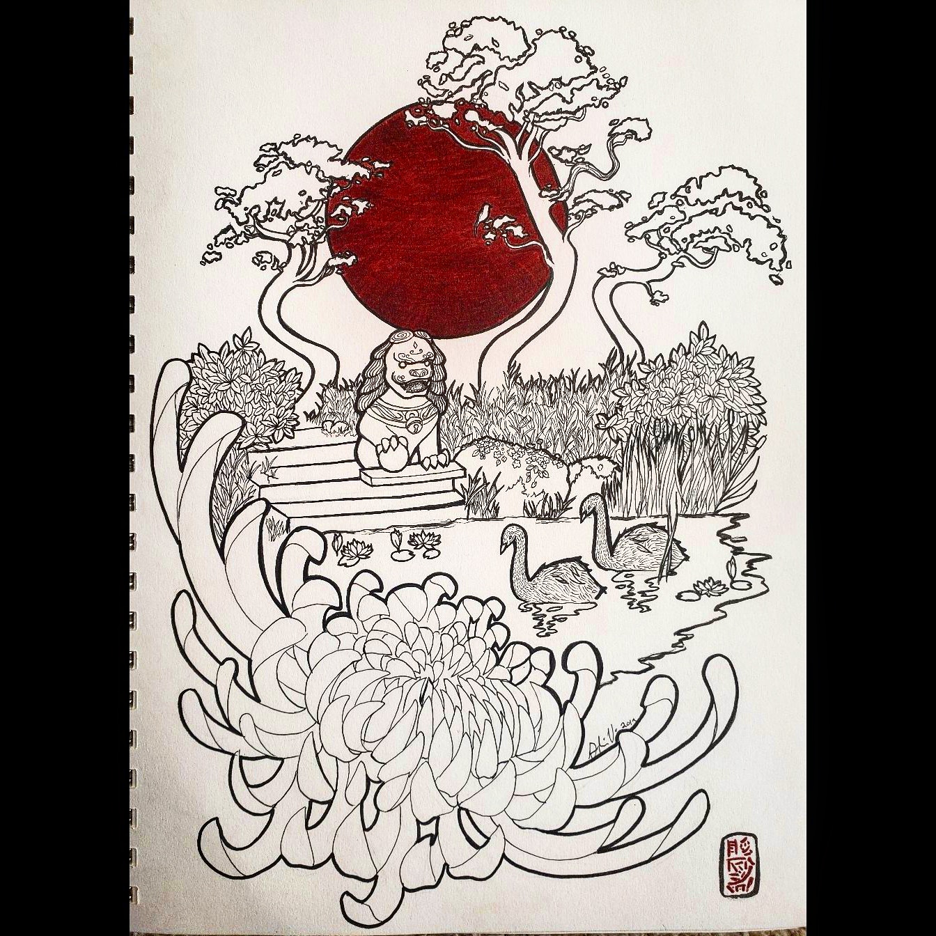 1344x1344 zen garden drawing - Zen Garden Drawing