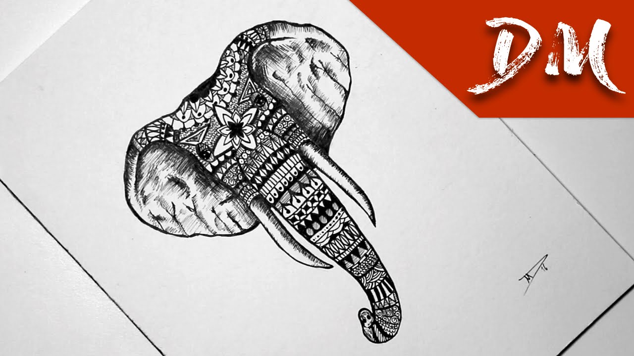 1280x720 elephant zentangle drawing - Zentangle Drawings