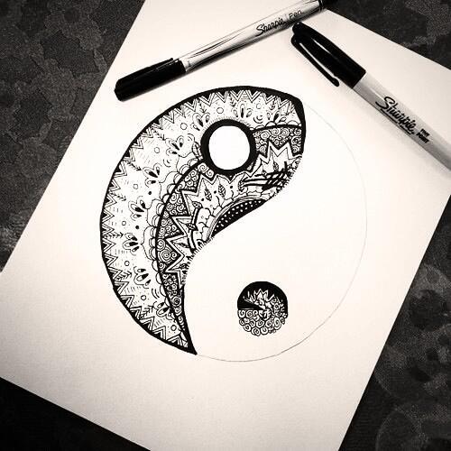 500x500 yin yang zentangle - Zentangle Drawings