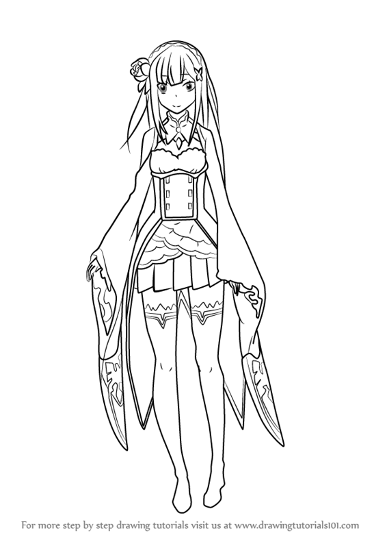 566x800 learn how to draw emilia from re zero - Zero Drawing