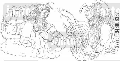 400x205 drawing sketch style illustration of zeus, greek god of the sky - Zeus Greek God Drawing