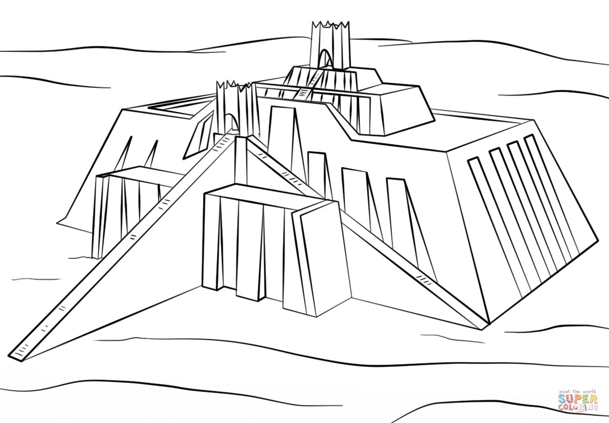 1186x824 ziggurat of ur coloring - Ziggurat Drawing