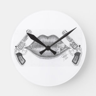 307x307 zipper lips wall clocks zazzle - Zipped Lips Drawing