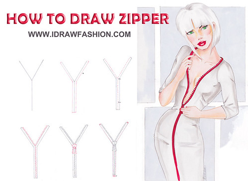 499x365 how to draw zipper tutorial - Zipper Drawing