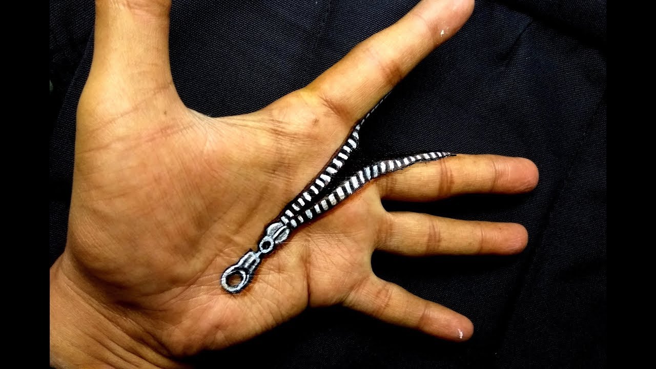 1280x720 trick art on hand drawing a zipper on hand - Zipper Drawing