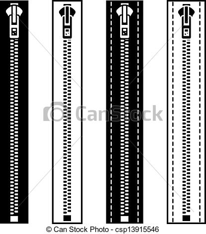 415x470 Vector Zipper Black White Symbols - Zipper Technical Drawing