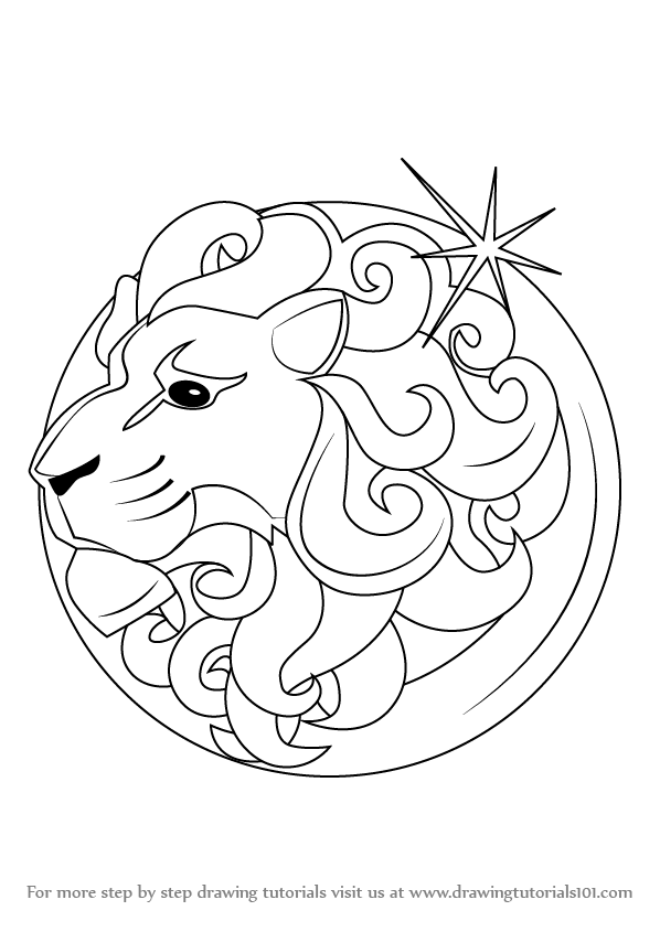 598x845 learn how to draw leo zodiac sign - Zodiac Signs Drawings