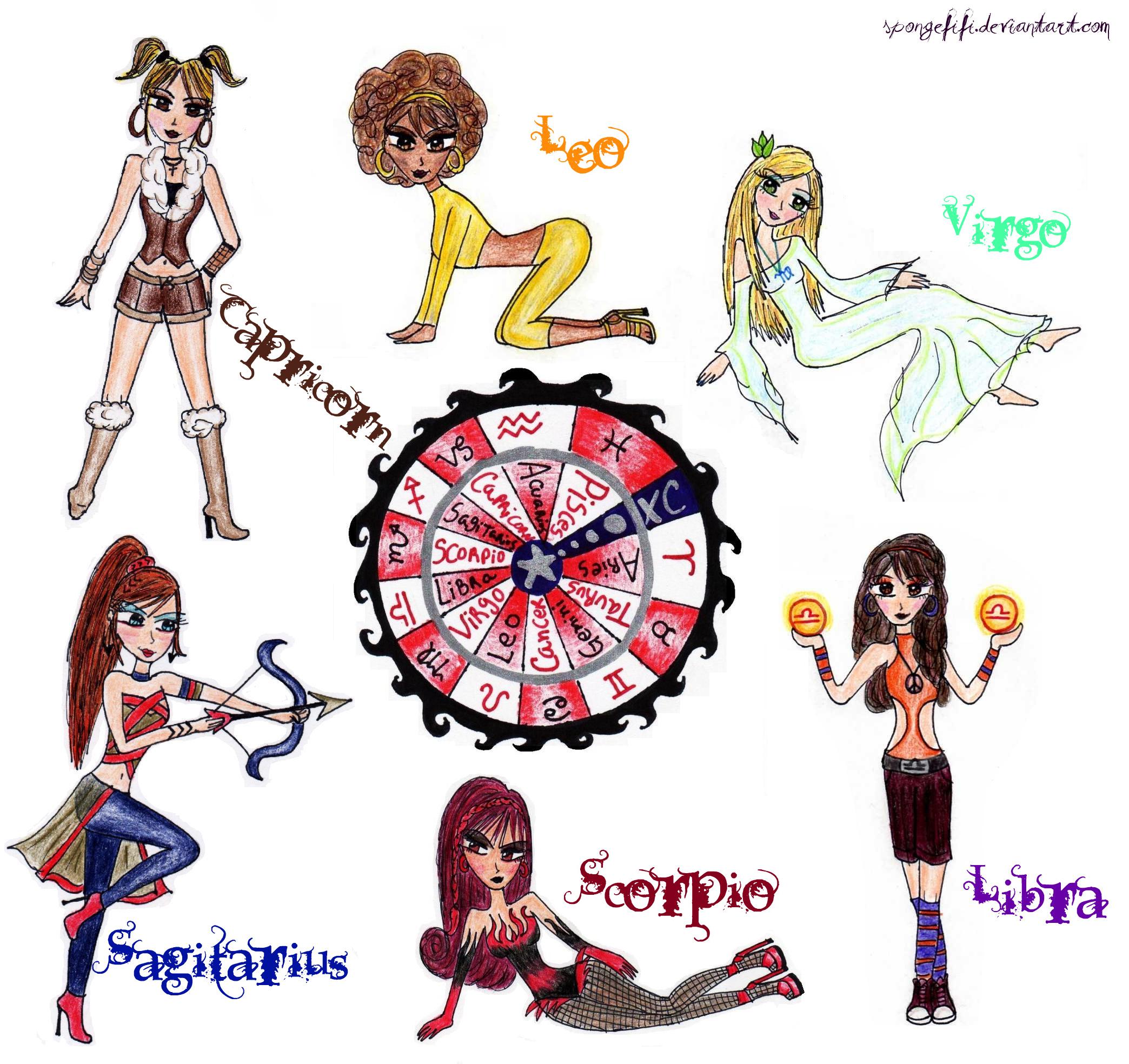 Illustration Zodiac Signs As People Drawings Illustration Of Many Recent Choices