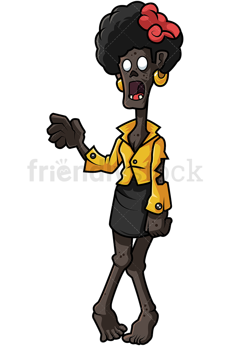 800x1200 Black Female Zombie Cartoon Clipart Vector - Zombie Cartoon Drawing