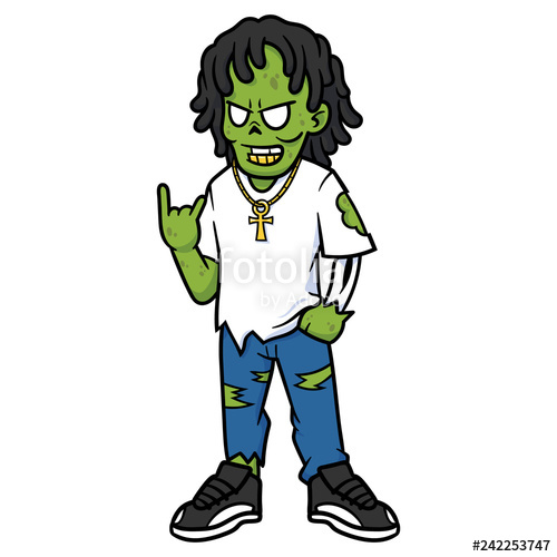 500x500 cartoon cool zombie with dreadlocks stock image and royalty free - Zombie Cartoon Drawing