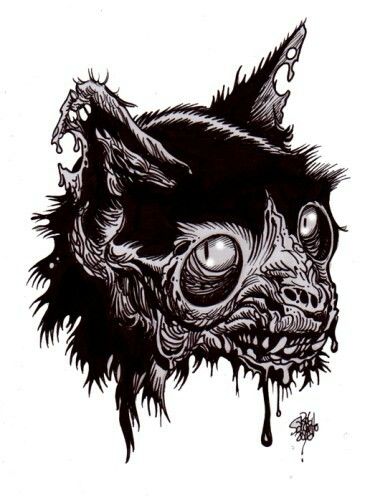 365x500 Dark Art In Zombie Art, Rob Zombie - Zombie Cat Drawing