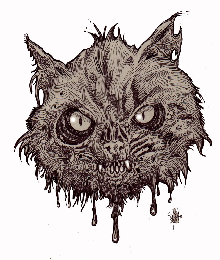 739x875 zombie art zombie cat head - Zombie Cat Drawing.