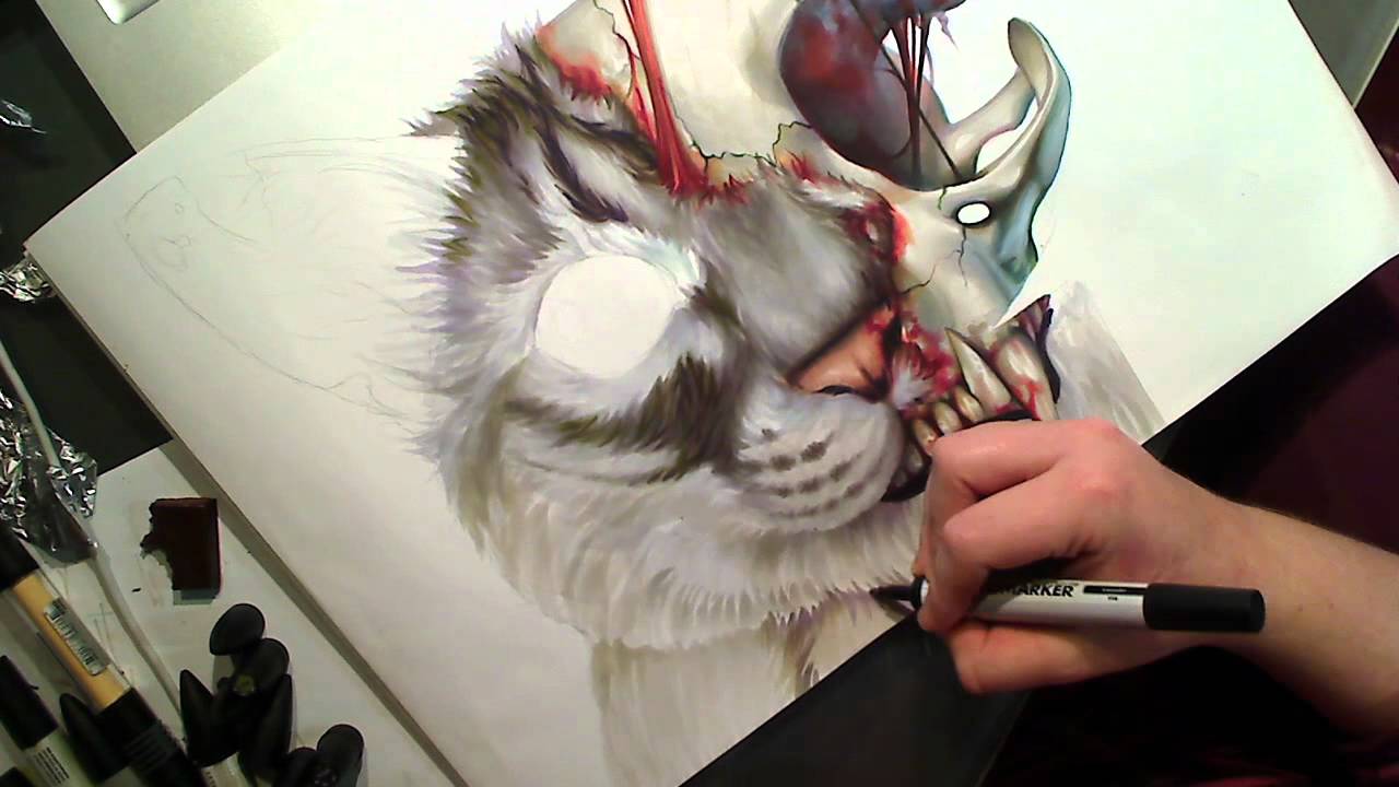 Zombie Cat Time Lapse - Zombie Cat Drawing. 