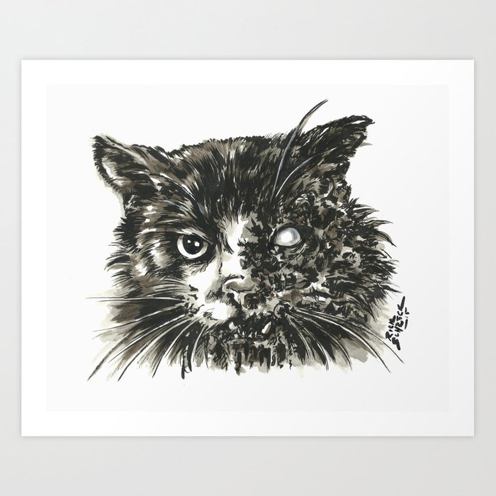 700x700 Zombie Cat Art Print - Zombie Cat Drawing