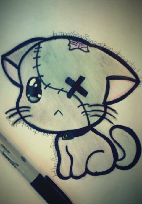 480x690 Zombie Cat - Zombie Cat Drawing