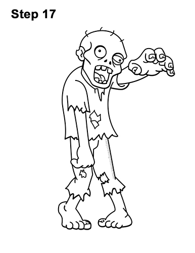 386x500 How To Draw A Cartoon Zombie Video Step - Zombie Drawing