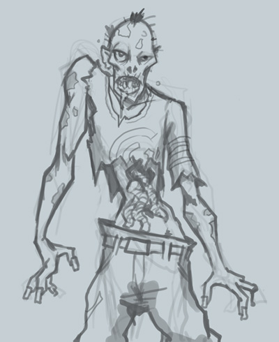 400x490 How To Draw Zombie Character - Zombie Drawing