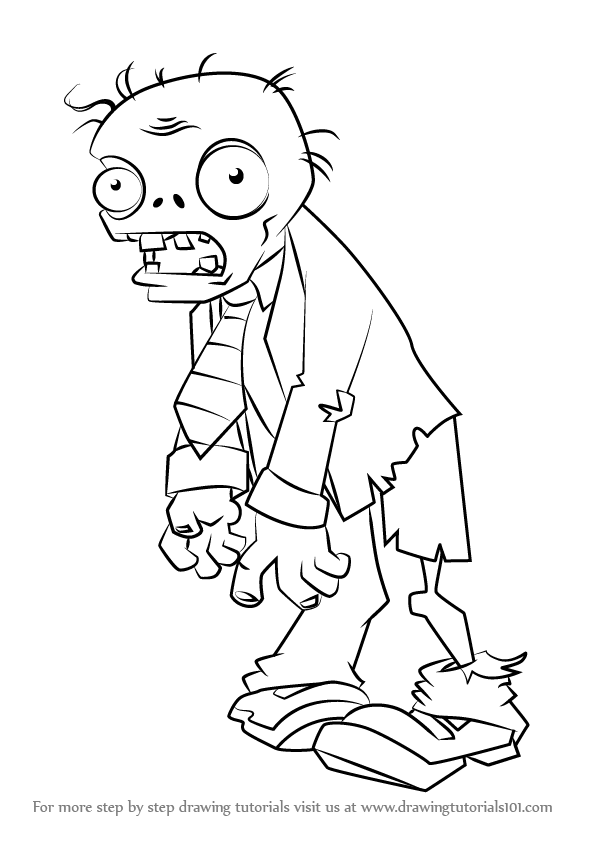 596x843 Learn How To Draw Zombie From Plants Vs Zombies - Zombie Drawing