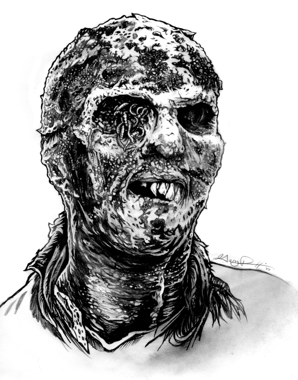 580x740 Zombie Original Drawing Gary Pullin - Zombie Drawing