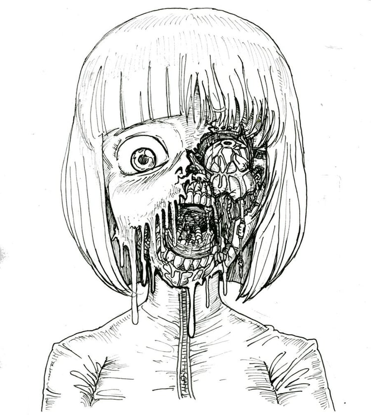 750x838 Zombie Girl Shared - Zombie Drawing