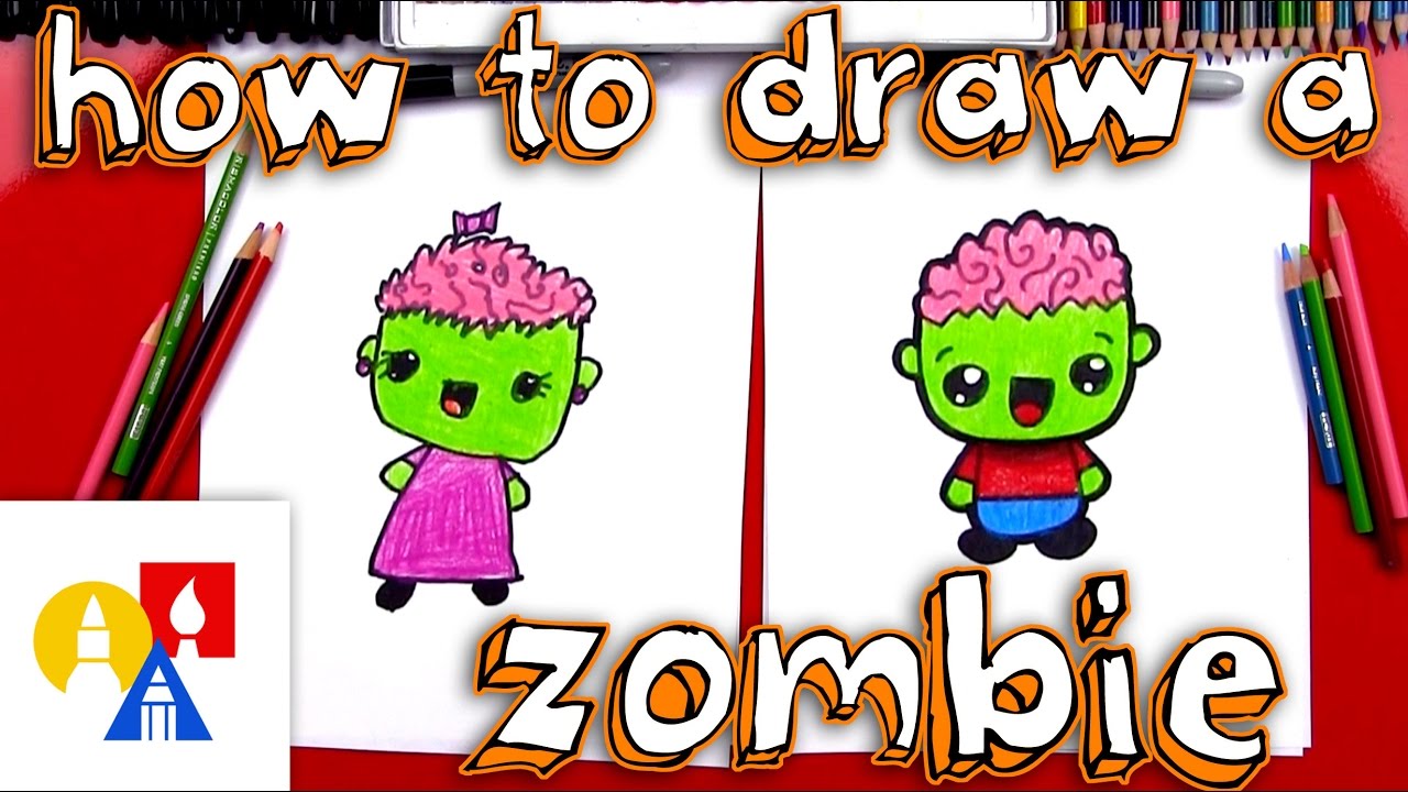 1280x720 How To Draw A Cartoon Zombie Boy And Girl - Zombie Drawing For Kids
