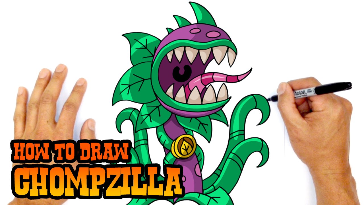 1280x720 How To Draw Plants Vs Zombies Chompzilla - Zombie Drawing For Kids