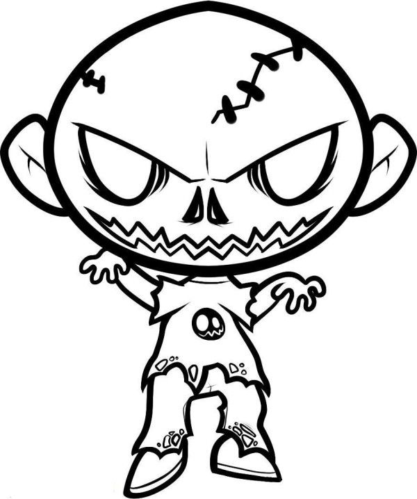 600x718 Scary Coloring Pages For Kids Jaxson Zombie Drawings - Zombie Drawing For Kids