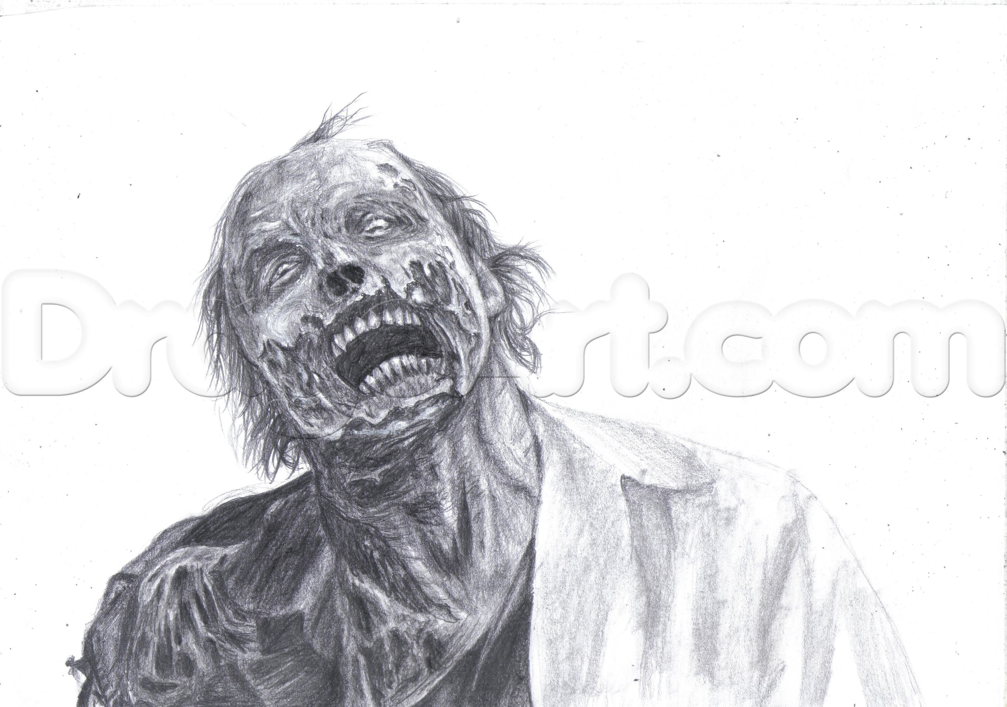 3510x2465 How To Draw A Realistic Zombie, Step - Zombie Face Drawing