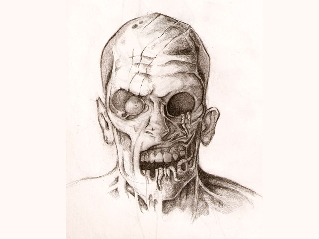 1024x768 Zombie Face Tattoo Sketch Tattoo Ideas - Zombie Face Drawing