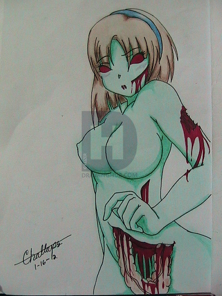 768x1024 Zombie Girl K,version Drawing - Zombie Girl Drawing