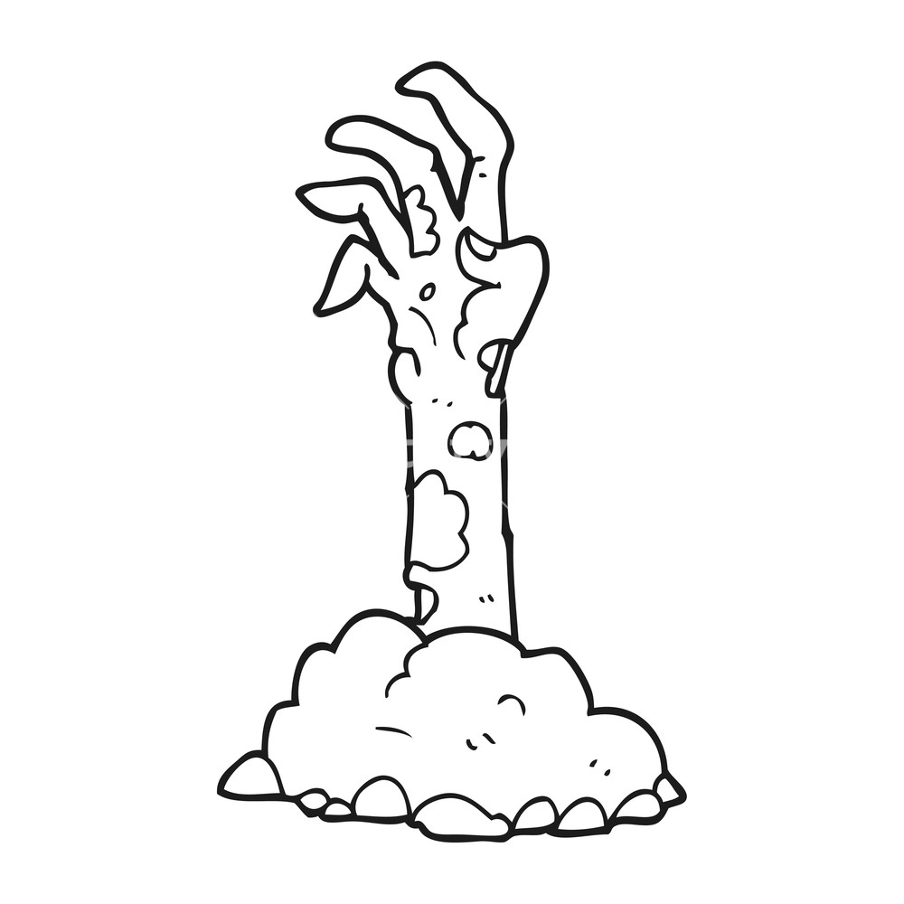 1000x1000 Freehand Drawn Black And White Cartoon Zombie Hand Rising - Zombie Hand Drawing