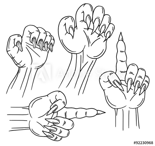 500x471 Black Graphic Zombie Hands, Hand Drawn Halloween Vector - Zombie Hand Drawing