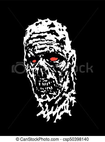 349x470 Scary Zombie Head Vector Illustration Black And White Colors - Zombie Head Drawing